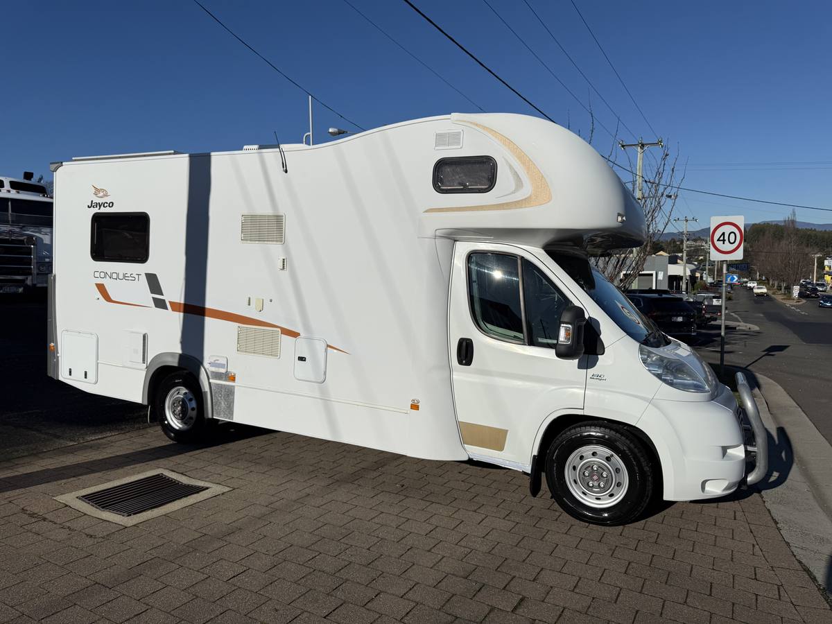 White Jayco Conquest motorhome on a Fiat Ducato, sold by Streets Automotives in Deloraine